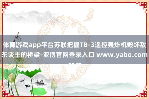 体育游戏app平台苏联把握TB-3遥控轰炸机毁坏敌东谈主的桥梁-亚博官网登录入口 www.yabo.com