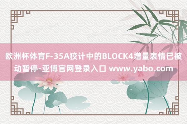 欧洲杯体育F-35A狡计中的BLOCK4增量表情已被动暂停-亚博官网登录入口 www.yabo.com