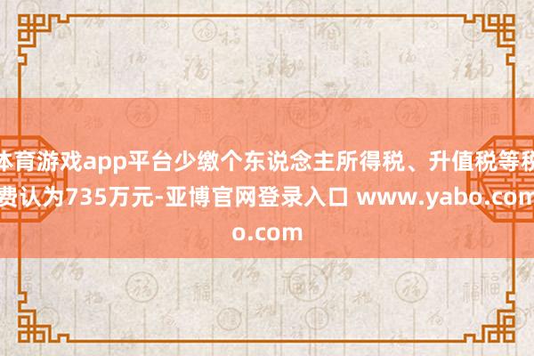 体育游戏app平台少缴个东说念主所得税、升值税等税费认为735万元-亚博官网登录入口 www.yabo.com