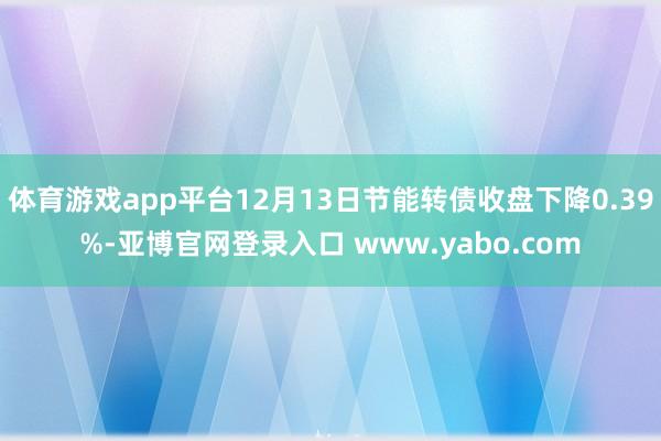 体育游戏app平台12月13日节能转债收盘下降0.39%-亚博官网登录入口 www.yabo.com