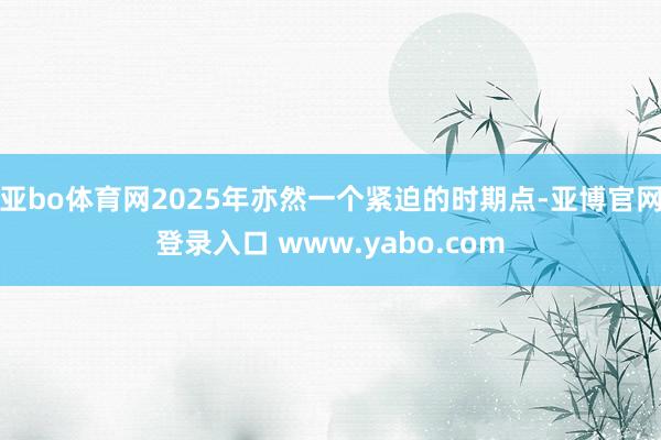 亚bo体育网2025年亦然一个紧迫的时期点-亚博官网登录入口 www.yabo.com