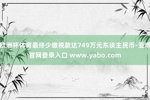 欧洲杯体育最终少缴税款达749万元东谈主民币-亚博官网登录入口 www.yabo.com