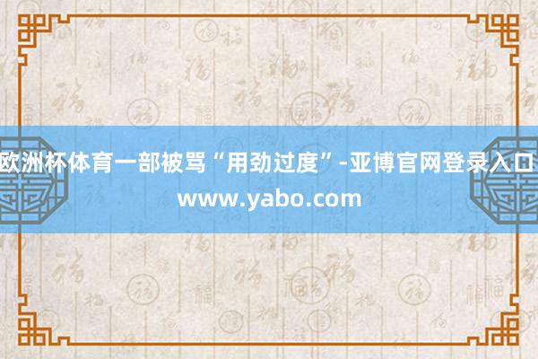 欧洲杯体育一部被骂“用劲过度”-亚博官网登录入口 www.yabo.com