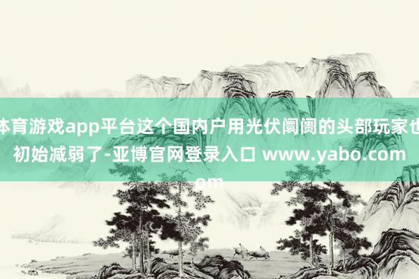 体育游戏app平台这个国内户用光伏阛阓的头部玩家也初始减弱了-亚博官网登录入口 www.yabo.com