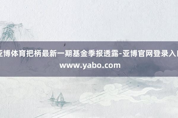 亚博体育把柄最新一期基金季报透露-亚博官网登录入口 www.yabo.com